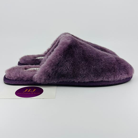 Coach Women's Zennie Signature Shearling Sheep Fur Slippers CM676 Purple Size 6 - Picture 1 of 12